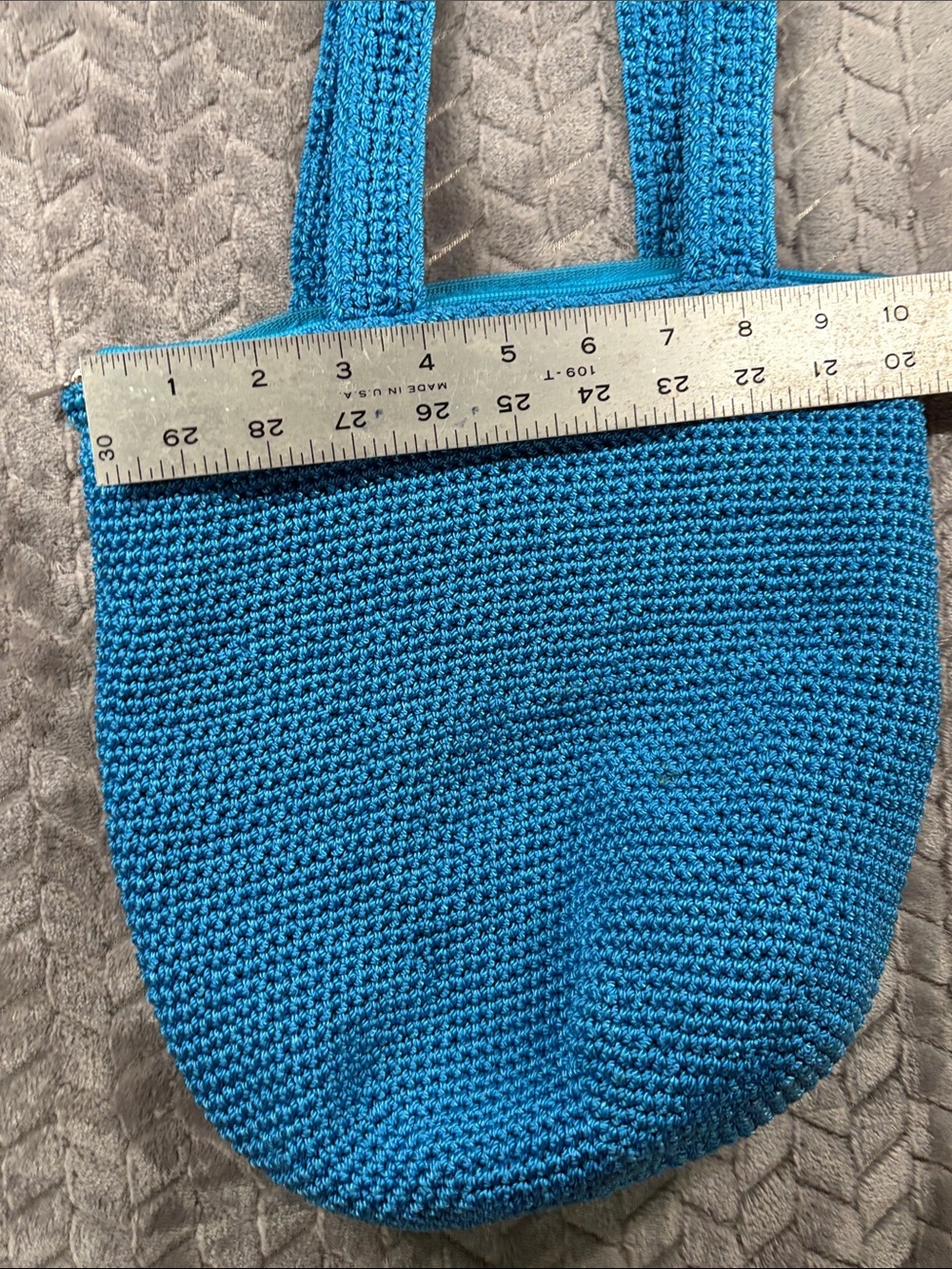 VGUC The Sak Handwoven Blue Crochet Shoulder Bag w/Front Zip Pocket - Picture 5 of 7